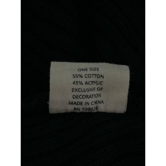 Levi’s Black Ribbed Knit Beanie Hat with Brown Faux Leather Patch – One Size - Picture 5 of 6